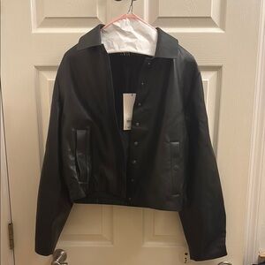 NEW WITH TAGS: Zara Black Faux Leather Jacket Bomber Style